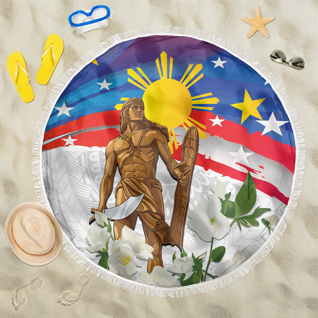 Philippines Flag Day Beach Blanket Lapu-Lapu Warrior Heritage Art