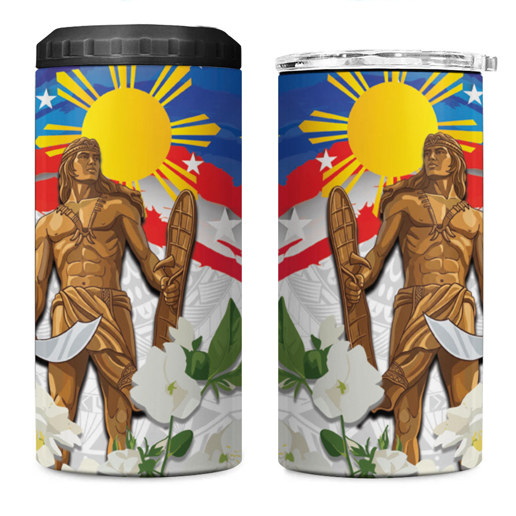 Philippines Flag Day 4 in 1 Can Cooler Tumbler Lapu-Lapu Warrior Heritage Art
