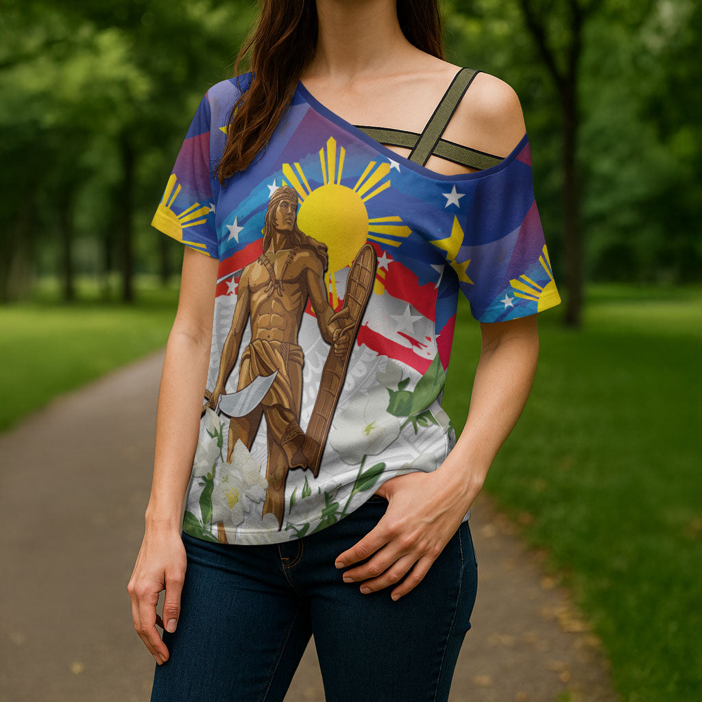 Philippines Flag Day Cross Shoulder Shirt Lapu-Lapu Warrior Heritage Art