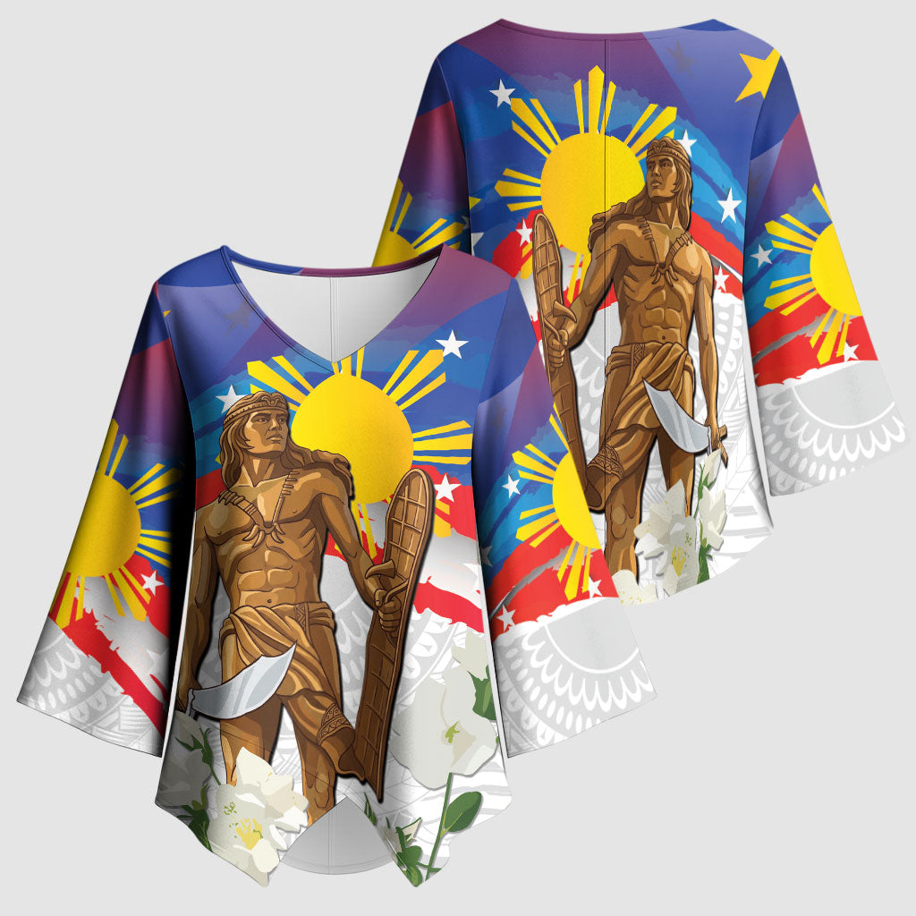 Philippines Flag Day Kimono Sleeve Blouse Lapu-Lapu Warrior Heritage Art