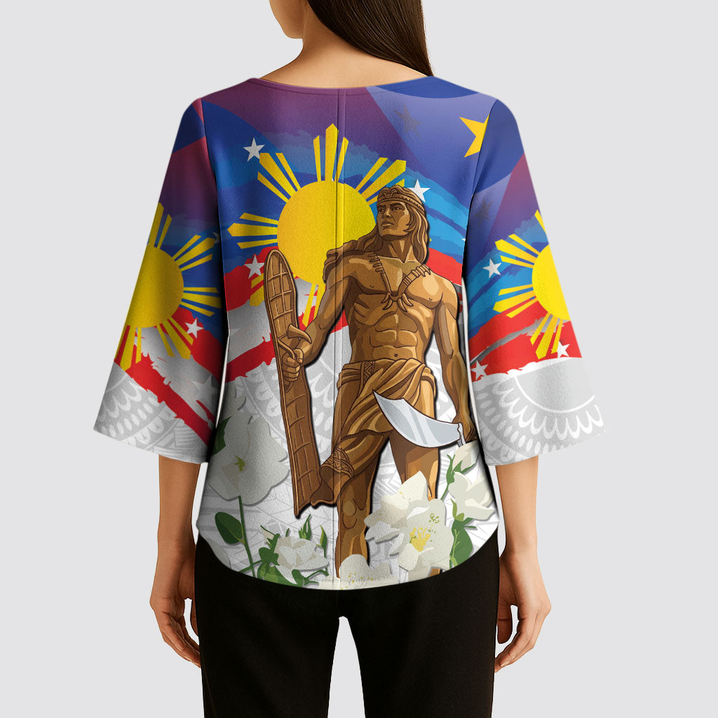 Philippines Flag Day Kimono Sleeve Blouse Lapu-Lapu Warrior Heritage Art