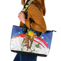 Philippines Flag Day Leather Tote Bag Lapu-Lapu Warrior Heritage Art