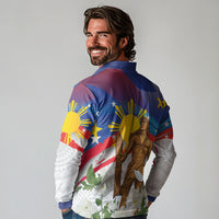 Philippines Flag Day Long Sleeve Polo Shirt Lapu-Lapu Warrior Heritage Art