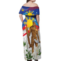 Philippines Flag Day Off Shoulder Maxi Dress Lapu-Lapu Warrior Heritage Art