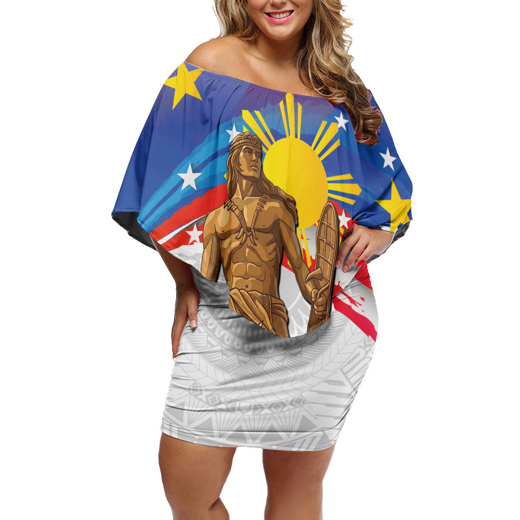 Philippines Flag Day Off Shoulder Short Dress Lapu-Lapu Warrior Heritage Art