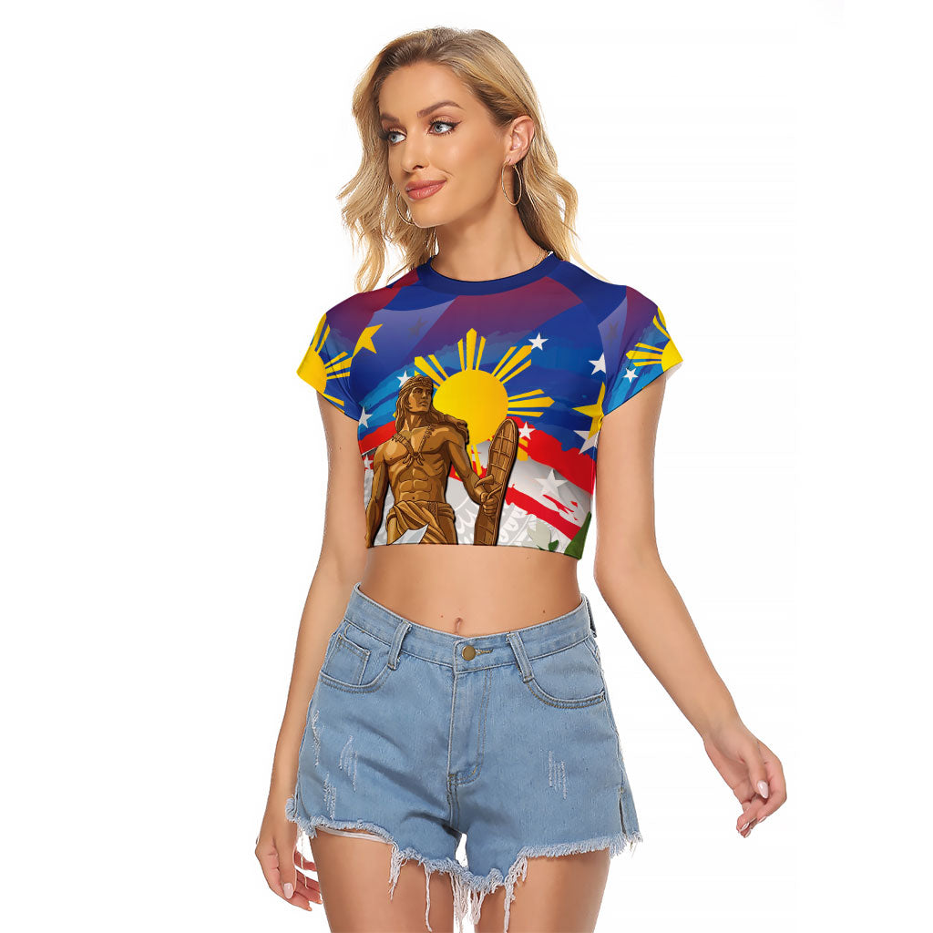 Philippines Flag Day Raglan Cropped T Shirt Lapu-Lapu Warrior Heritage Art