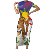 Philippines Flag Day Short Sleeve Bodycon Dress Lapu-Lapu Warrior Heritage Art