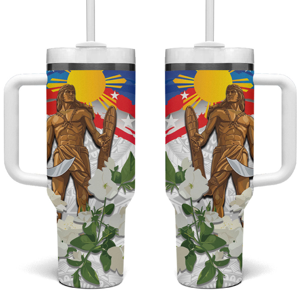 Philippines Flag Day Tumbler With Handle Lapu-Lapu Warrior Heritage Art