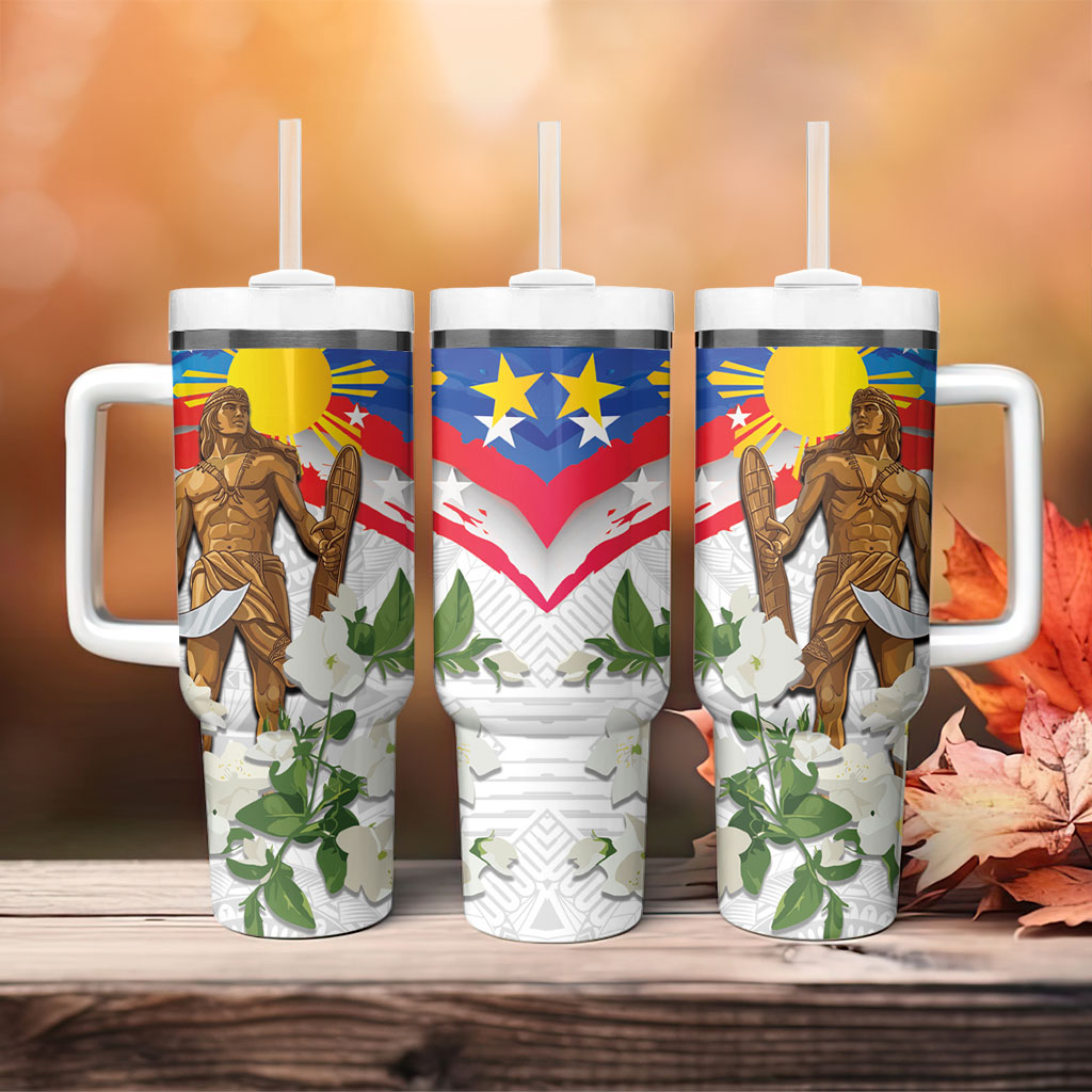Philippines Flag Day Tumbler With Handle Lapu-Lapu Warrior Heritage Art