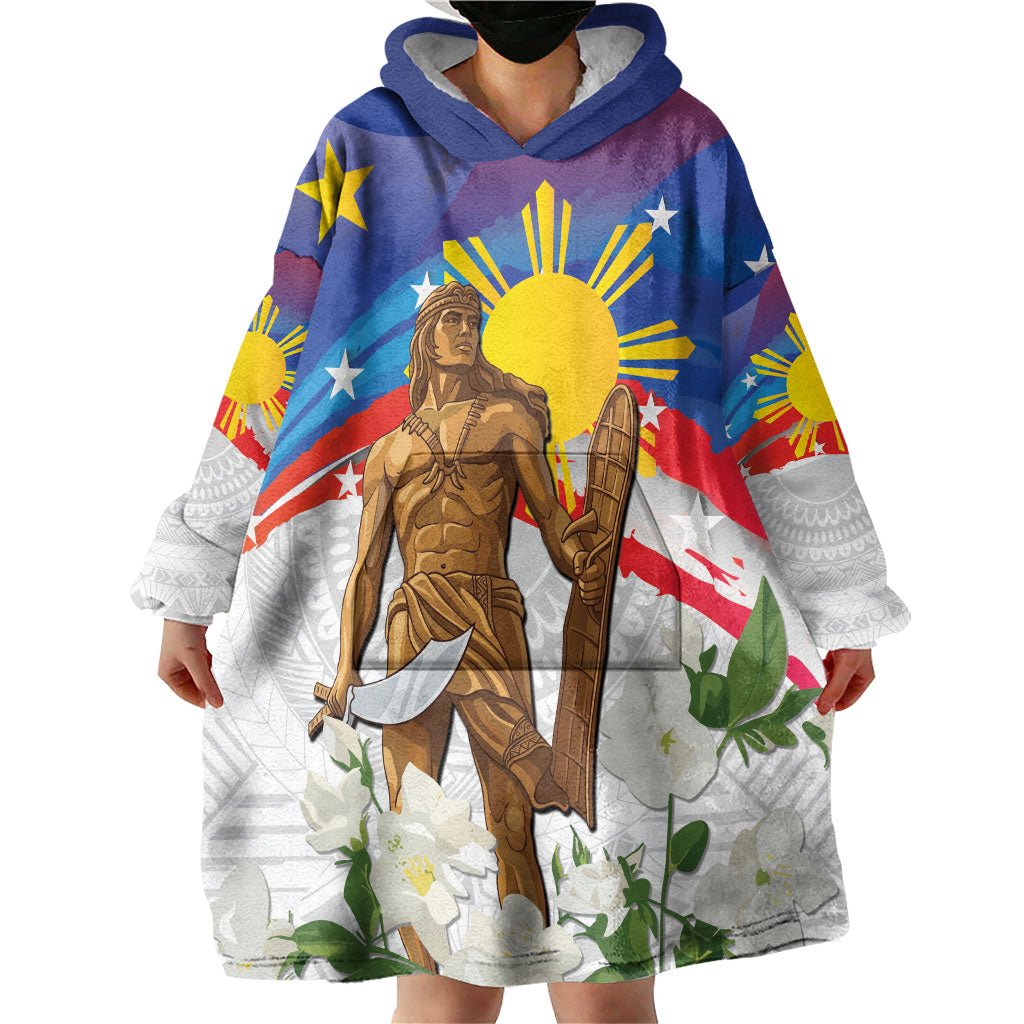 Philippines Flag Day Wearable Blanket Hoodie Lapu-Lapu Warrior Heritage Art