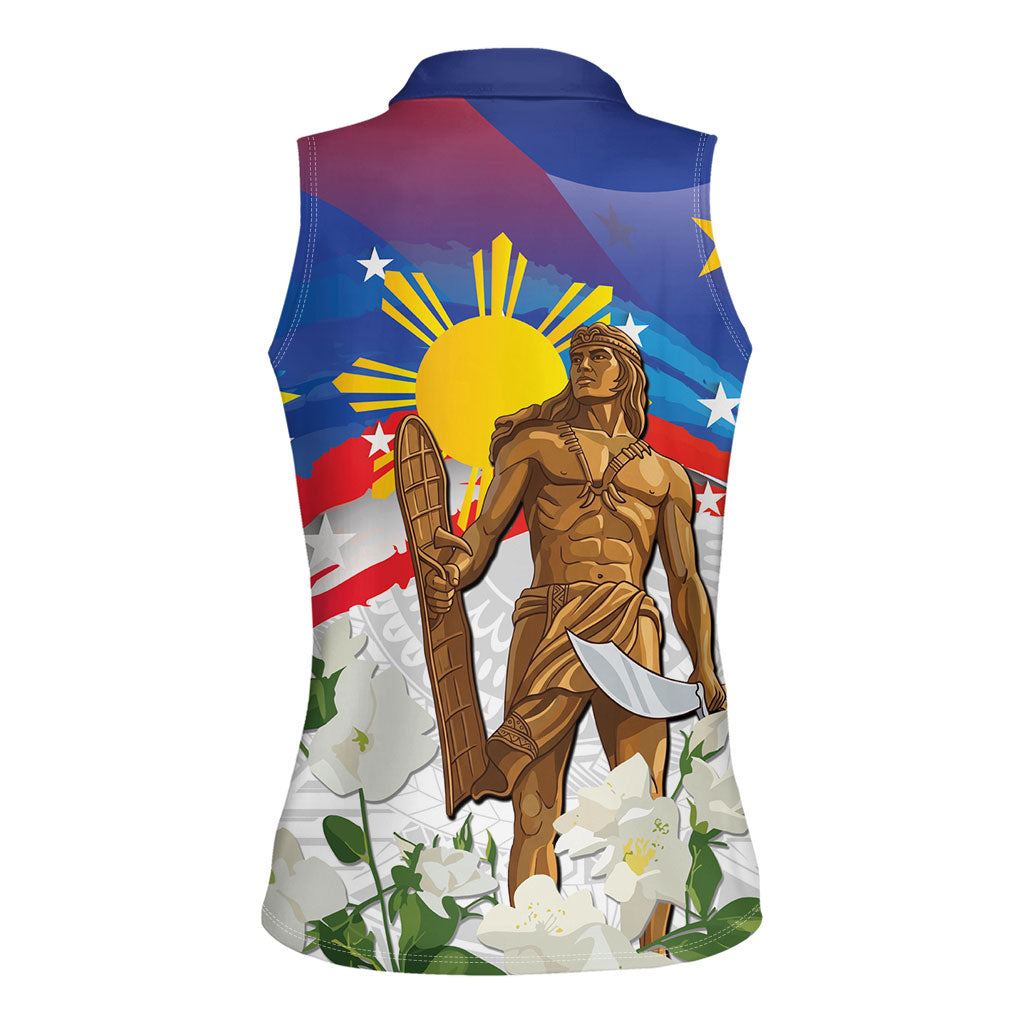 Philippines Flag Day Women Sleeveless Polo Shirt Lapu-Lapu Warrior Heritage Art