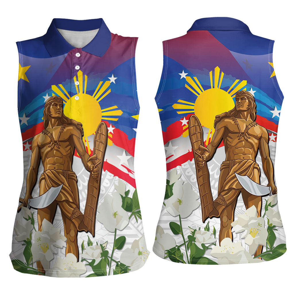 Philippines Flag Day Women Sleeveless Polo Shirt Lapu-Lapu Warrior Heritage Art