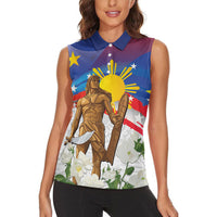 Philippines Flag Day Women Sleeveless Polo Shirt Lapu-Lapu Warrior Heritage Art
