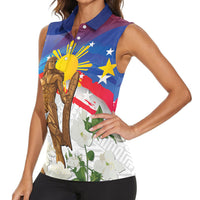 Philippines Flag Day Women Sleeveless Polo Shirt Lapu-Lapu Warrior Heritage Art
