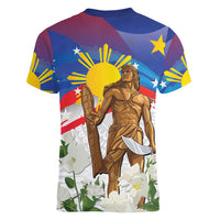 Philippines Flag Day Women V-Neck T-Shirt Lapu-Lapu Warrior Heritage Art