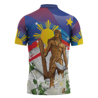 Philippines Flag Day Zipper Polo Shirt Lapu-Lapu Warrior Heritage Art