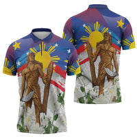 Philippines Flag Day Zipper Polo Shirt Lapu-Lapu Warrior Heritage Art