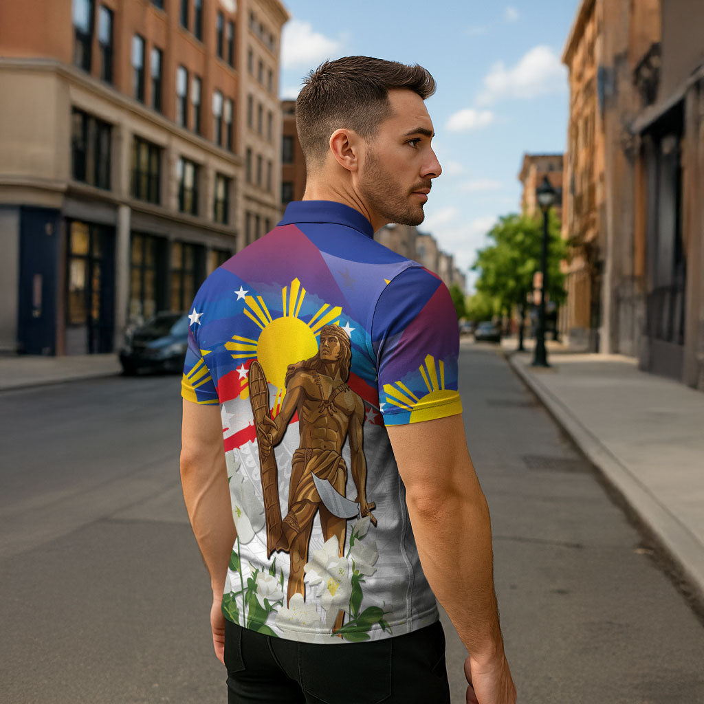 Philippines Flag Day Zipper Polo Shirt Lapu-Lapu Warrior Heritage Art