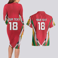 Custom Guyana Cricket Spirit Couples Matching Long Sleeve Bodycon Dress and Hawaiian Shirt Amazon Warriors Inspired - Wonder Print Shop