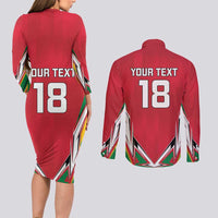 Custom Guyana Cricket Spirit Couples Matching Long Sleeve Bodycon Dress and Long Sleeve Button Shirt Amazon Warriors Inspired - Wonder Print Shop