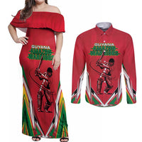 Custom Guyana Cricket Spirit Couples Matching Off Shoulder Maxi Dress and Long Sleeve Button Shirt Amazon Warriors Inspired - Wonder Print Shop