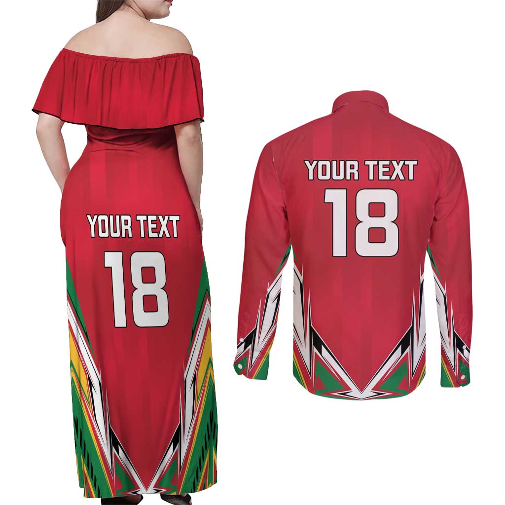 Custom Guyana Cricket Spirit Couples Matching Off Shoulder Maxi Dress and Long Sleeve Button Shirt Amazon Warriors Inspired - Wonder Print Shop
