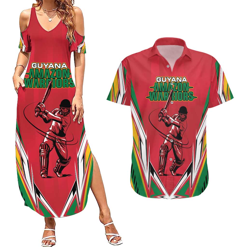 Custom Guyana Cricket Spirit Couples Matching Summer Maxi Dress and Hawaiian Shirt Amazon Warriors Inspired - Wonder Print Shop