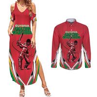 Custom Guyana Cricket Spirit Couples Matching Summer Maxi Dress and Long Sleeve Button Shirt Amazon Warriors Inspired - Wonder Print Shop