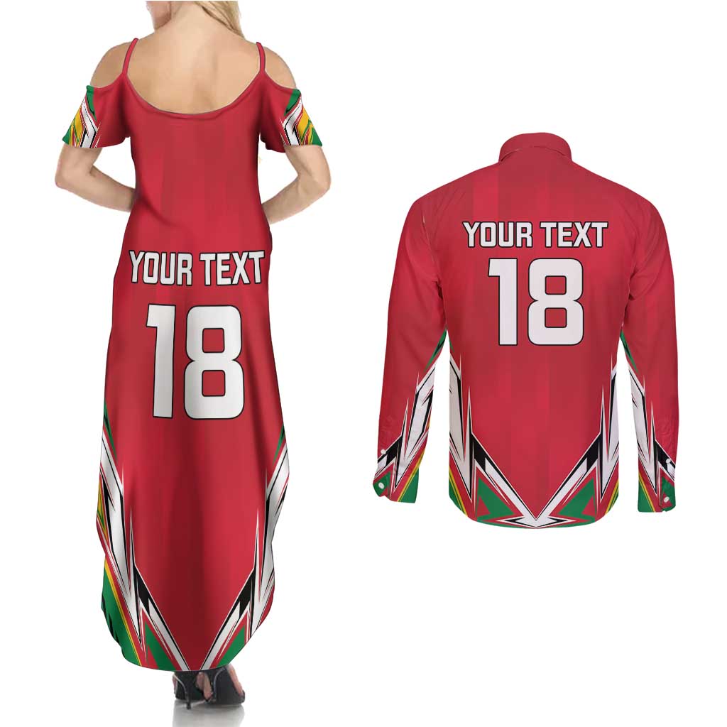 Custom Guyana Cricket Spirit Couples Matching Summer Maxi Dress and Long Sleeve Button Shirt Amazon Warriors Inspired - Wonder Print Shop