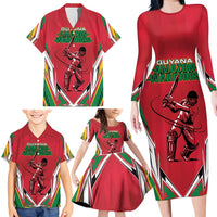Custom Guyana Cricket Spirit Family Matching Long Sleeve Bodycon Dress and Hawaiian Shirt Amazon Warriors Inspired - Wonder Print Shop