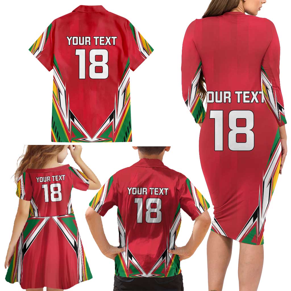Custom Guyana Cricket Spirit Family Matching Long Sleeve Bodycon Dress and Hawaiian Shirt Amazon Warriors Inspired - Wonder Print Shop