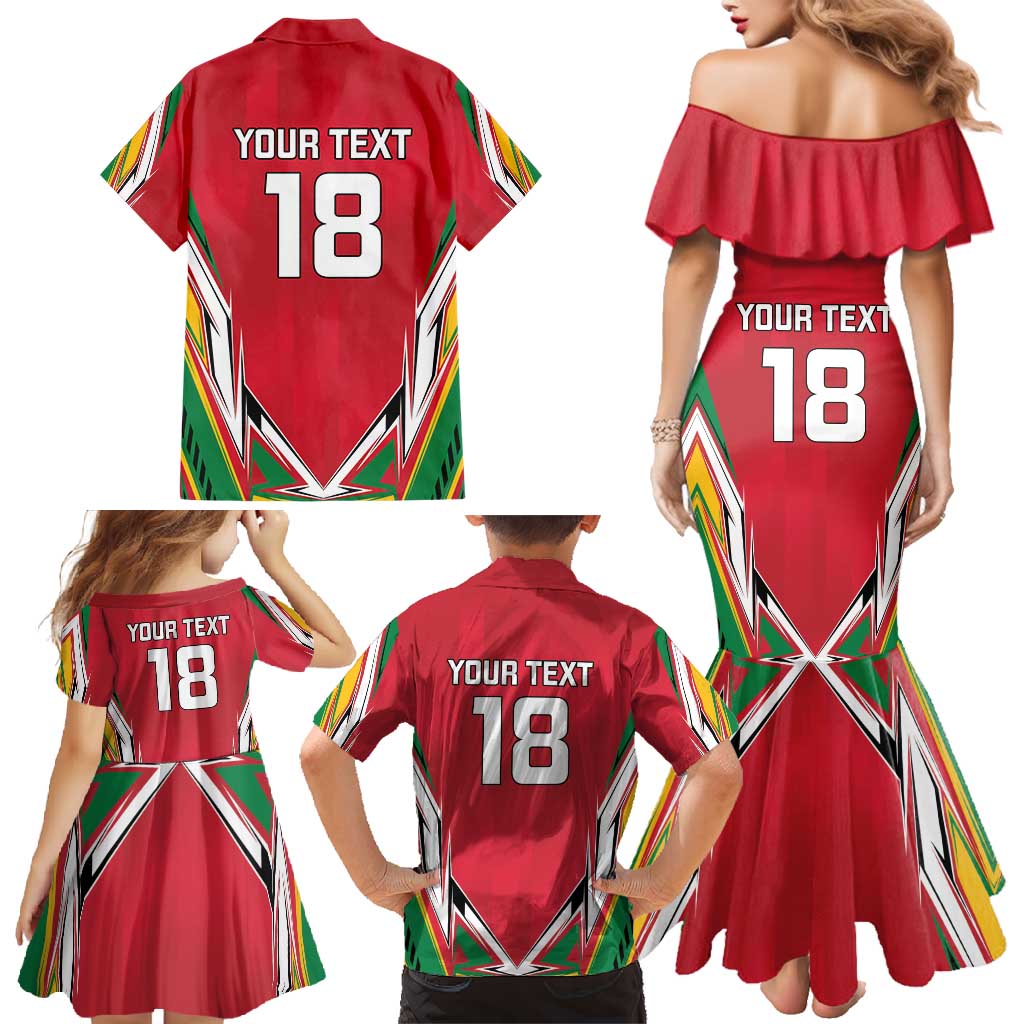 Custom Guyana Cricket Spirit Family Matching Mermaid Dress and Hawaiian Shirt Amazon Warriors Inspired - Wonder Print Shop