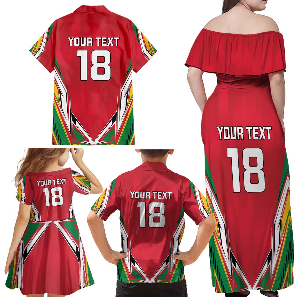 Custom Guyana Cricket Spirit Family Matching Off Shoulder Maxi Dress and Hawaiian Shirt Amazon Warriors Inspired - Wonder Print Shop