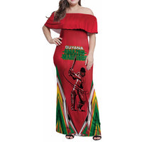 Custom Guyana Cricket Spirit Family Matching Off Shoulder Maxi Dress and Hawaiian Shirt Amazon Warriors Inspired - Wonder Print Shop