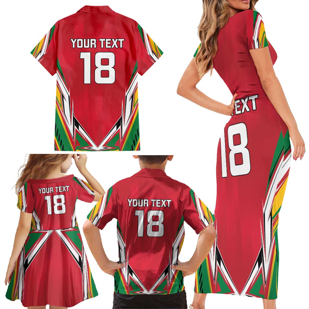 Custom Guyana Cricket Spirit Family Matching Short Sleeve Bodycon Dress and Hawaiian Shirt Amazon Warriors Inspired - Wonder Print Shop