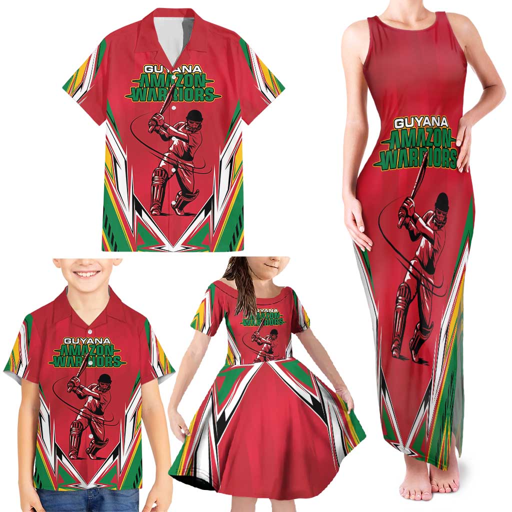 Custom Guyana Cricket Spirit Family Matching Tank Maxi Dress and Hawaiian Shirt Amazon Warriors Inspired - Wonder Print Shop