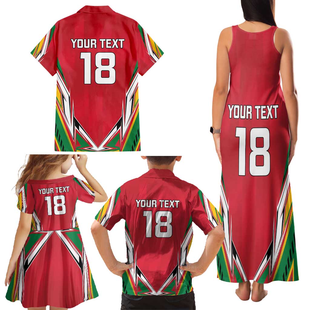 Custom Guyana Cricket Spirit Family Matching Tank Maxi Dress and Hawaiian Shirt Amazon Warriors Inspired - Wonder Print Shop