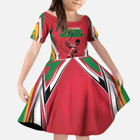 Custom Guyana Cricket Spirit Kid Short Sleeve Dress Amazon Warriors Inspired - Wonder Print Shop