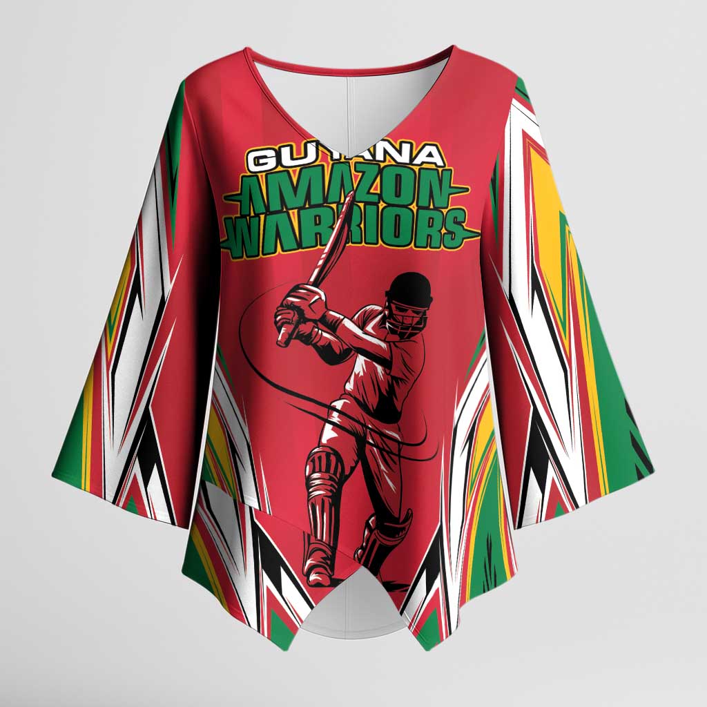 Custom Guyana Cricket Spirit Kimono Sleeve Blouse Amazon Warriors Inspired - Wonder Print Shop