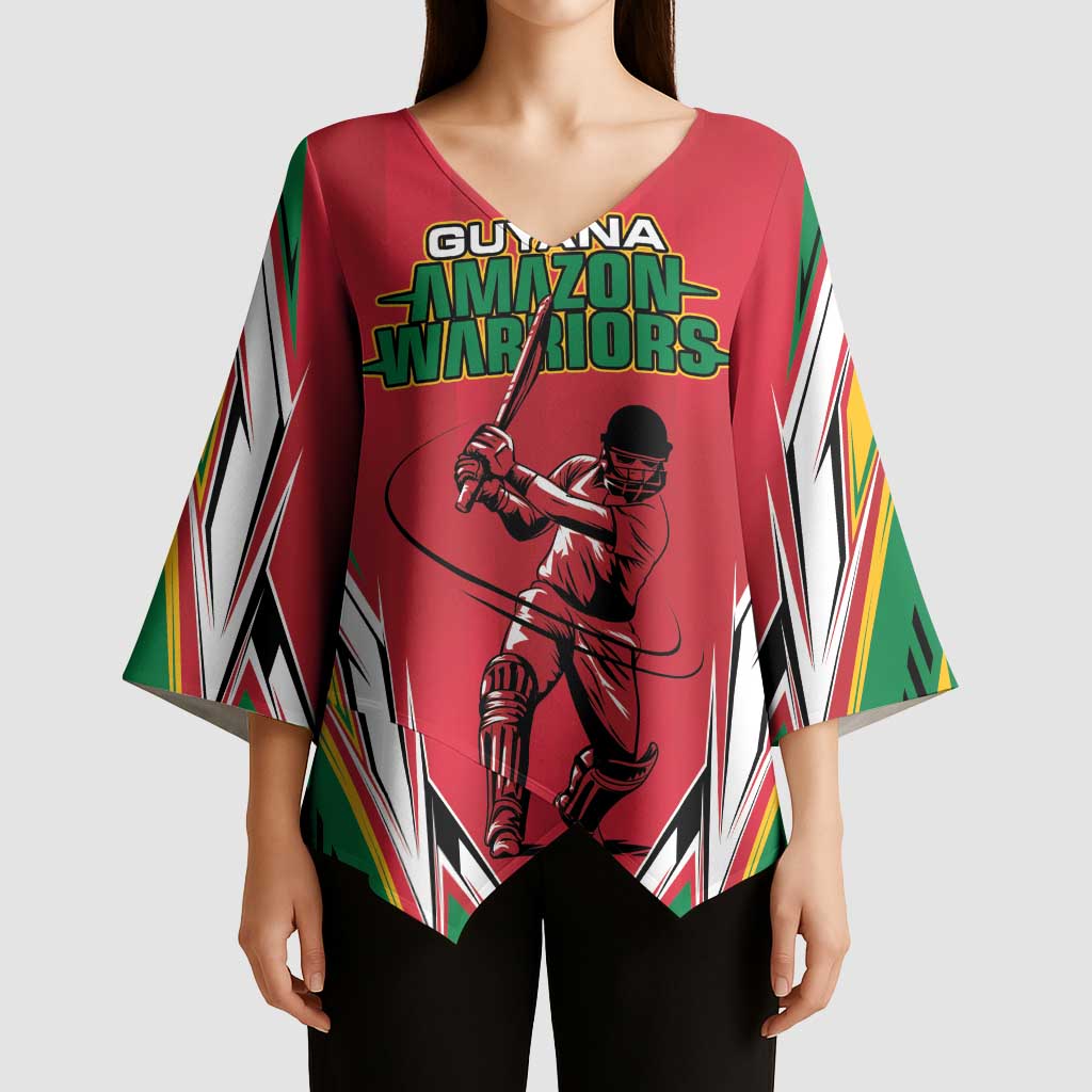Custom Guyana Cricket Spirit Kimono Sleeve Blouse Amazon Warriors Inspired - Wonder Print Shop
