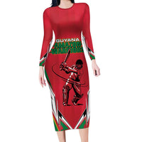 Custom Guyana Cricket Spirit Long Sleeve Bodycon Dress Amazon Warriors Inspired - Wonder Print Shop