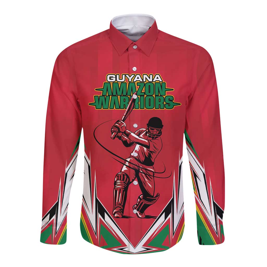 Custom Guyana Cricket Spirit Long Sleeve Button Shirt Amazon Warriors Inspired - Wonder Print Shop