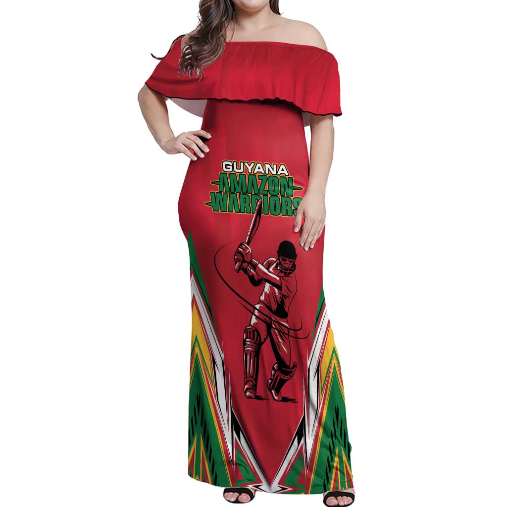 Custom Guyana Cricket Spirit Off Shoulder Maxi Dress Amazon Warriors Inspired - Wonder Print Shop