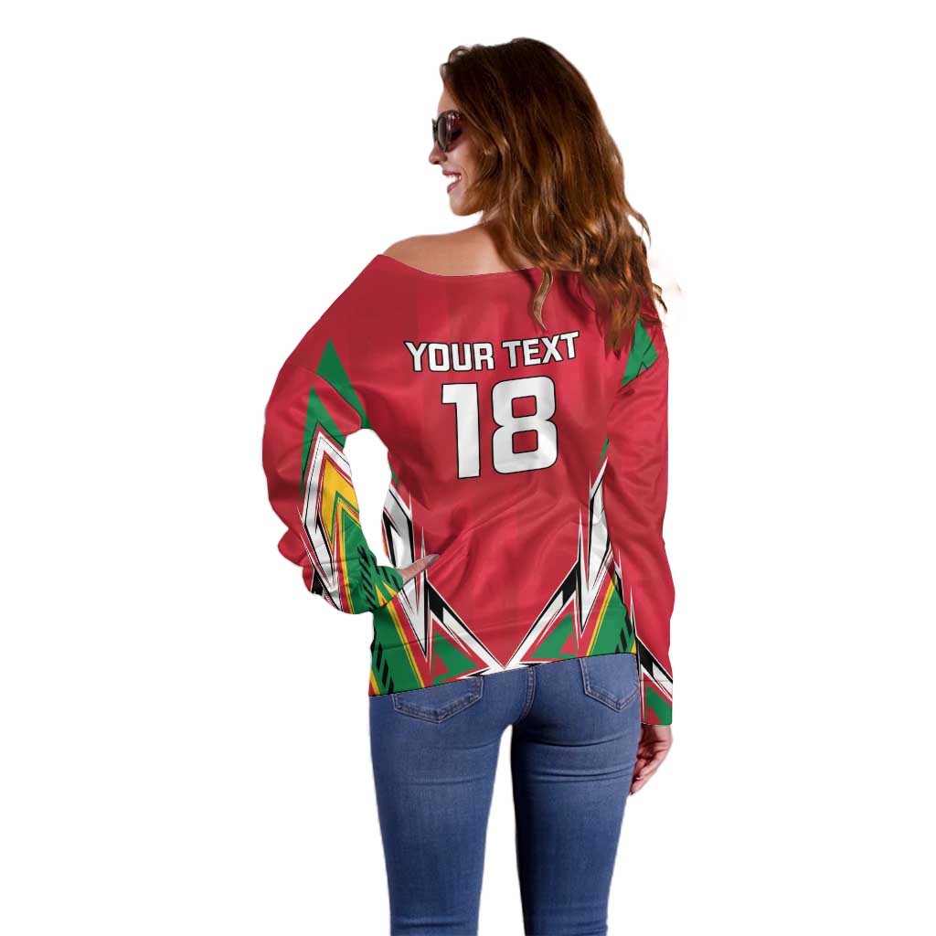 Custom Guyana Cricket Spirit Off Shoulder Sweater Amazon Warriors Inspired - Wonder Print Shop