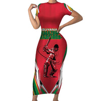Custom Guyana Cricket Spirit Short Sleeve Bodycon Dress Amazon Warriors Inspired - Wonder Print Shop