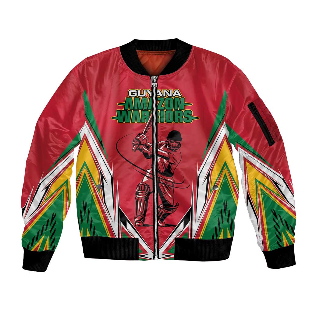 Custom Guyana Cricket Spirit Sleeve Zip Bomber Jacket Amazon Warriors Inspired - Wonder Print Shop