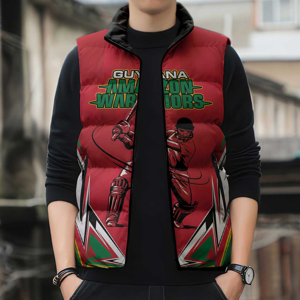 Custom Guyana Cricket Spirit Sleeveless Puffer Jacket Amazon Warriors Inspired - Wonder Print Shop