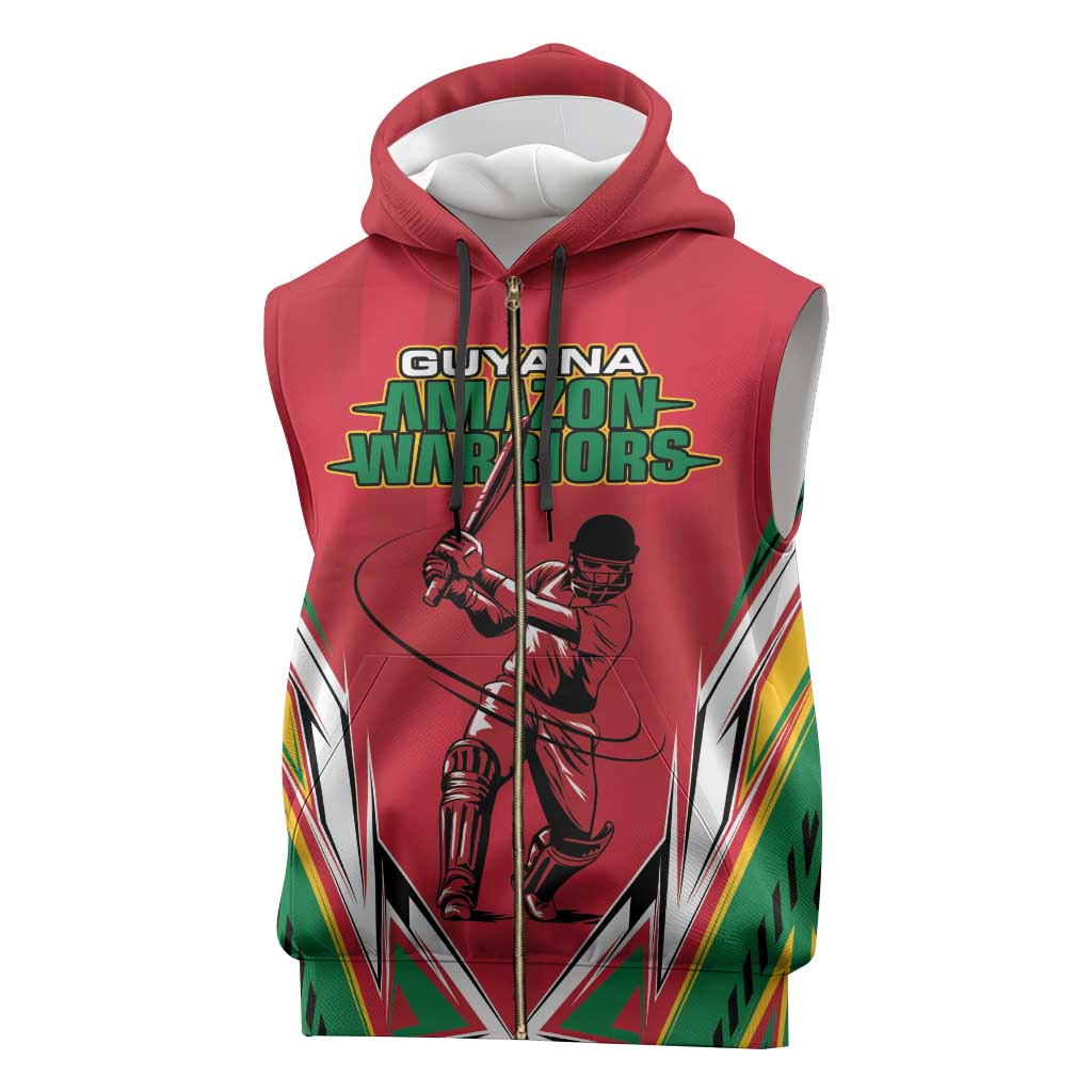 Custom Guyana Cricket Spirit Sleeveless Zip Hoodie Amazon Warriors Inspired - Wonder Print Shop