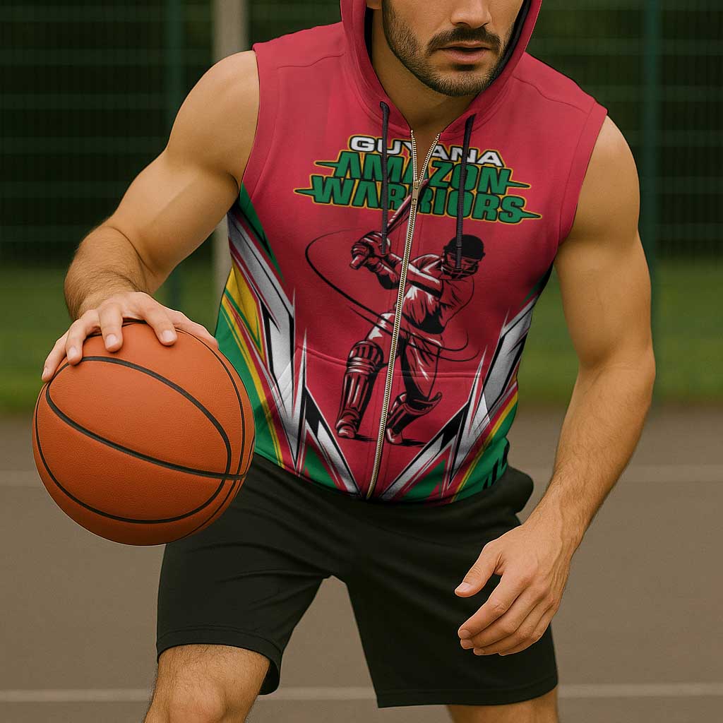 Custom Guyana Cricket Spirit Sleeveless Zip Hoodie Amazon Warriors Inspired - Wonder Print Shop
