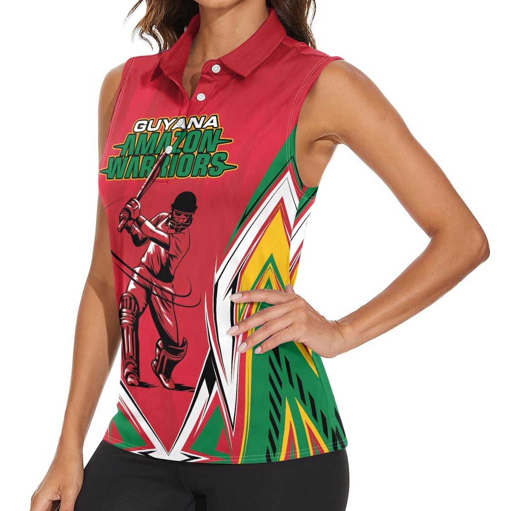 Custom Guyana Cricket Spirit Women Sleeveless Polo Shirt Amazon Warriors Inspired - Wonder Print Shop